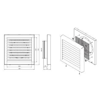 Vierkant inox opbouwrooster - afmetingen