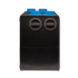 Orcon HRC350 EcoMax BE zijkant met alle aansluitingen bovenaan